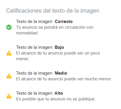 Comprobar texto imagen facebook