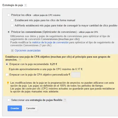 ¿qué tipo de estrategia de ofertas automáticas es el costo por adquisición cpa objetivo?