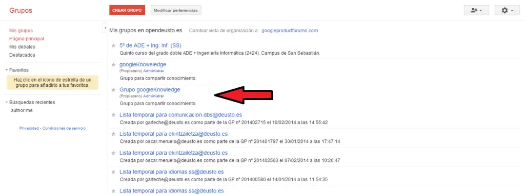 Mis grupos de google