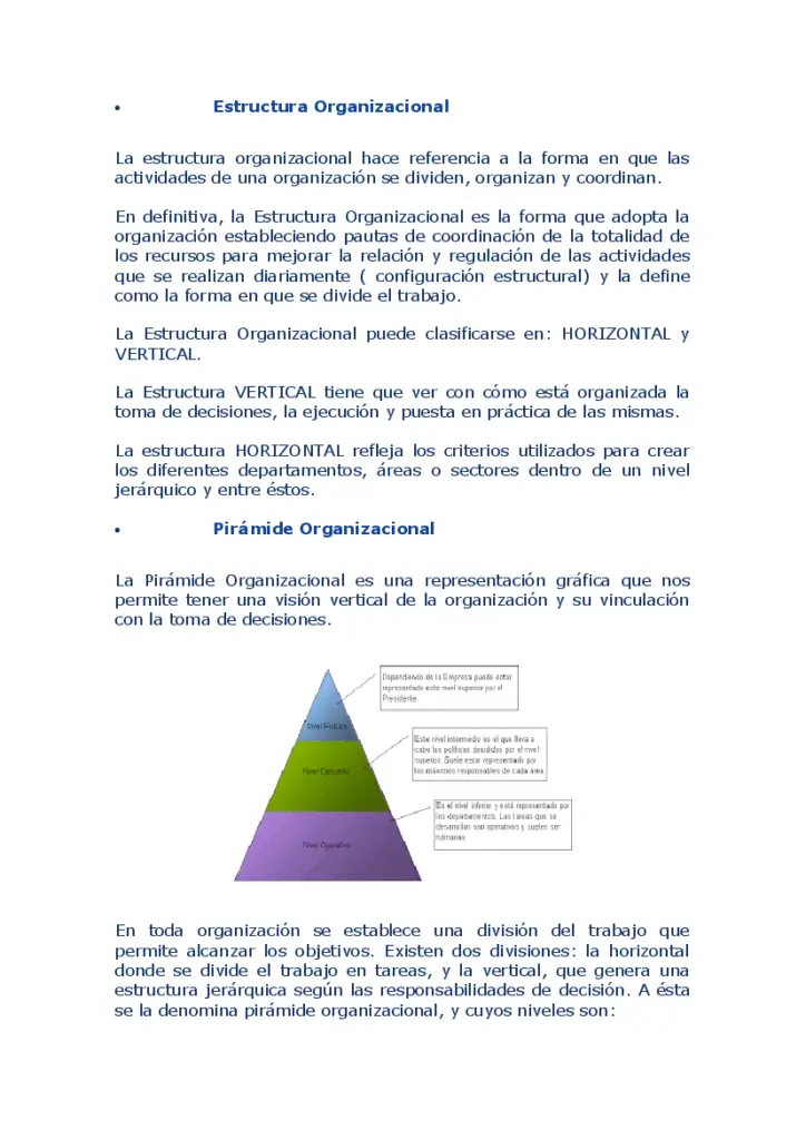 ¿qué es una estructura organizativa horizontal?